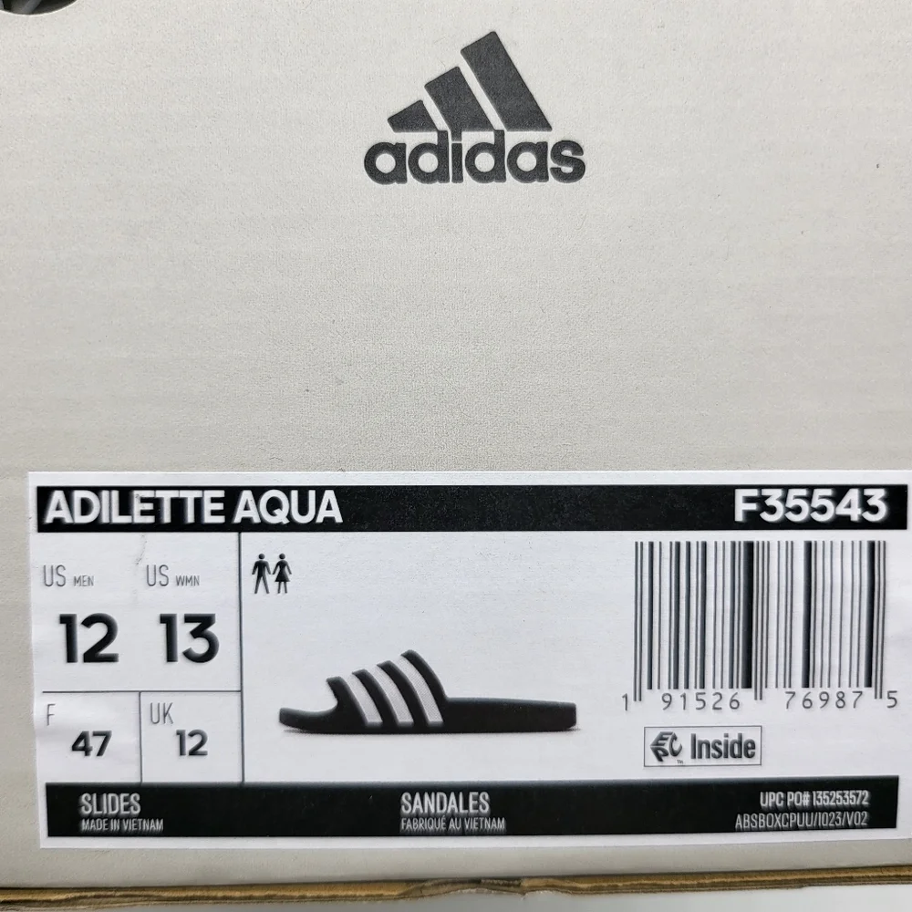 New Adidas Adilette Aqua Stripe Slides Men's Size 12